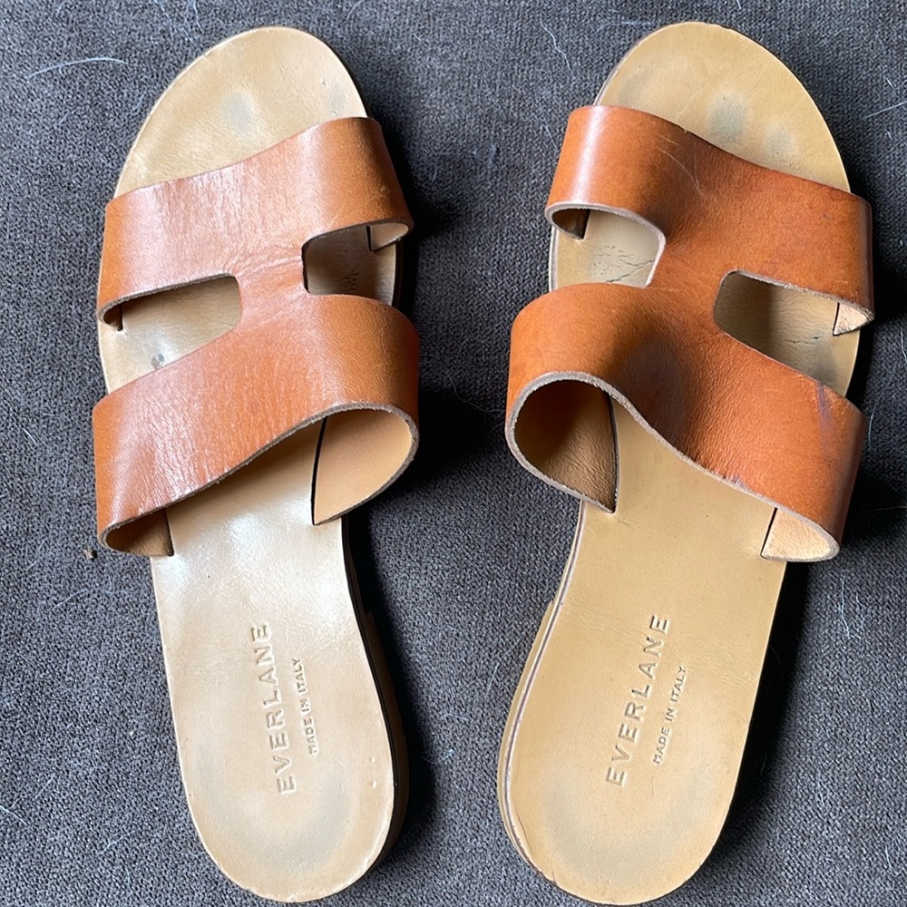 Everlane Leather Sandals Made in Italy Cognac Sz 7